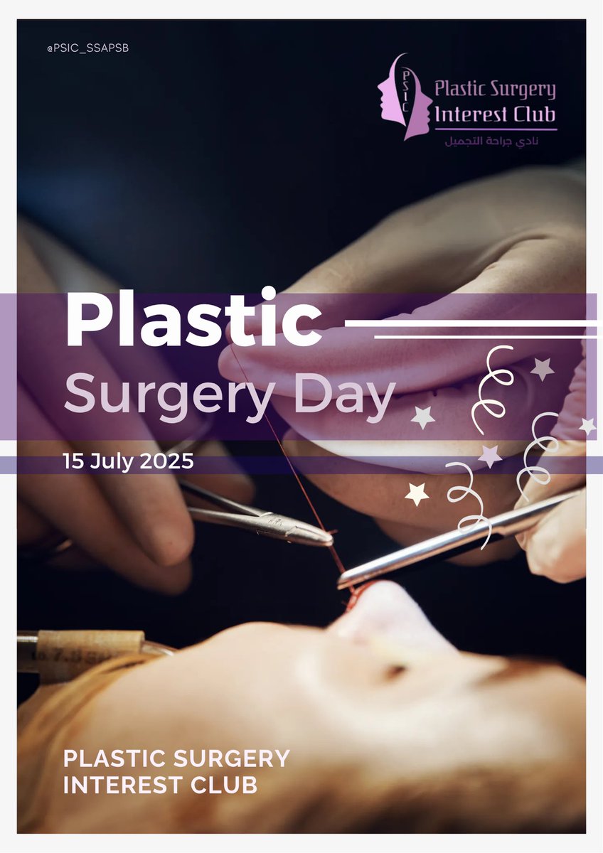 PSIC_SSAPSB's tweet image. 📢 World Plastic Surgery Day 📢
Plastic surgery is more than aesthetics it’s restoration, function, and care.
Let’s honor the advances that empower patients and inspire future surgeons. 

Brought to you by the Plastic Surgery Interest Club 🩺💉

#SSAPSB
#PSIC
#PlasticSurgery