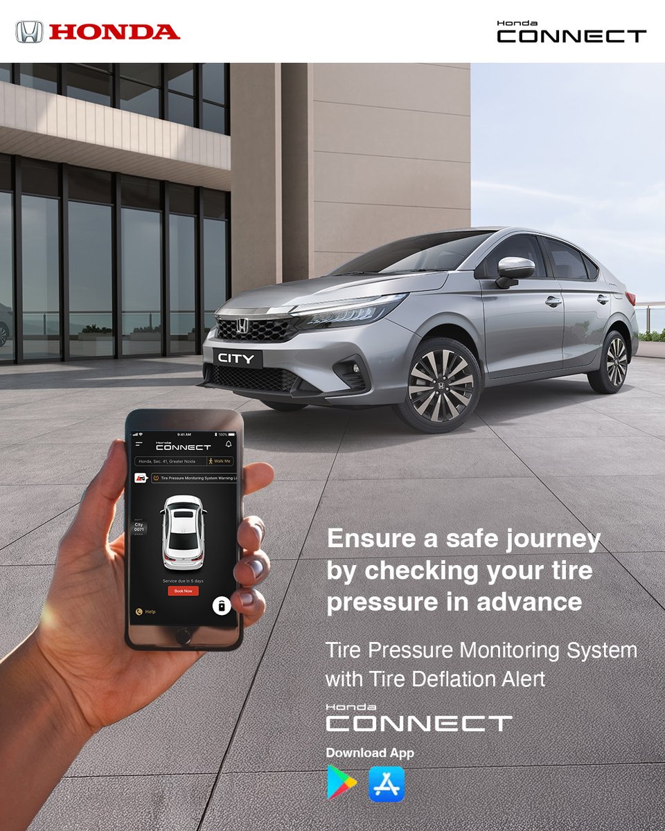 Start your journey stress free With Honda Connect, smartly check your tire pressure in real time and get instant alerts in case of deflation. HondaCarIndia HondaCars HondaConnect https t.co BAn9RZvNvB Start your journey stress free With Honda Connect, smartly check your tire pressure in real time and get instant alerts in ...