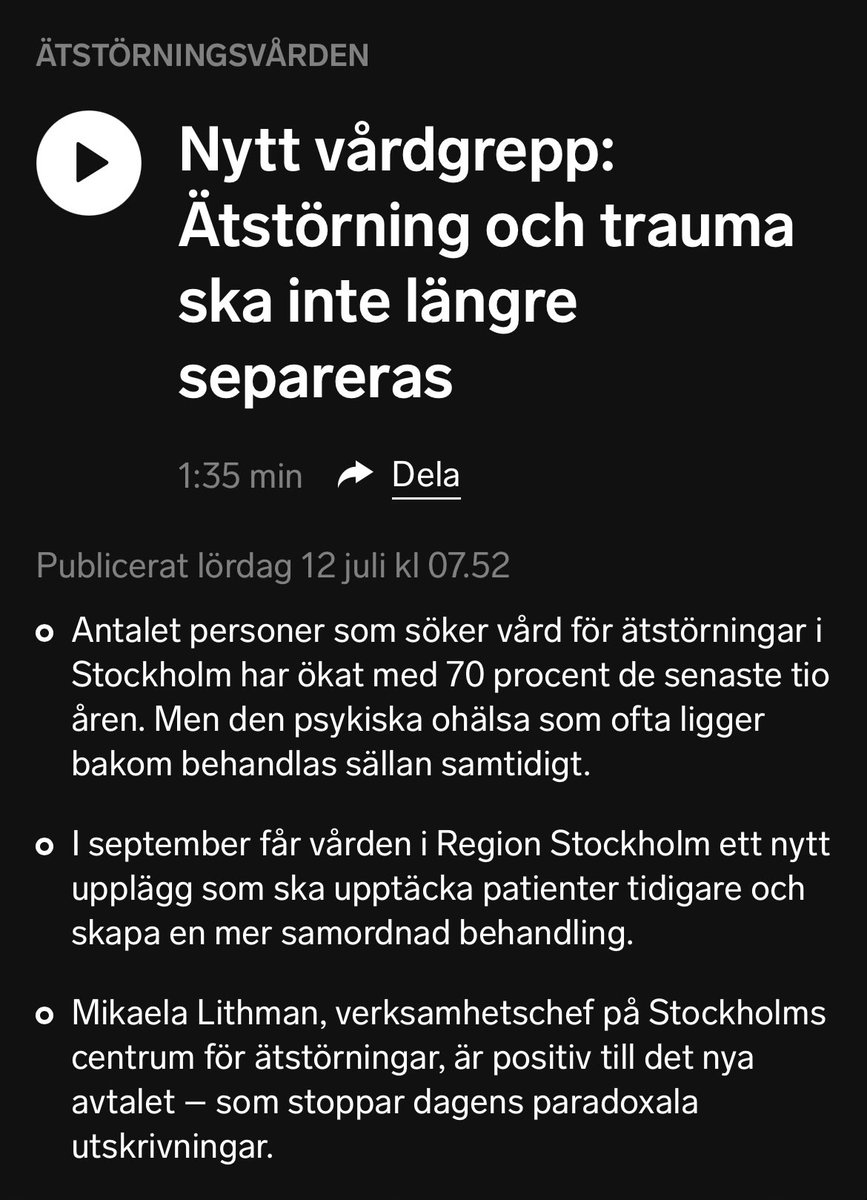 r_daniel_j's tweet image. Mittenkoalitionen stärker ätstörningsvården i Region Stockholm. Väntetiderna har kortats kraftigt och vården bedrivs numera enligt Socialstyrelsens riktlinjer. Nästa steg är att patienterna samtidigt ska kunna få vård för andra psykiatriska tillstånd. Bort med stuprören!