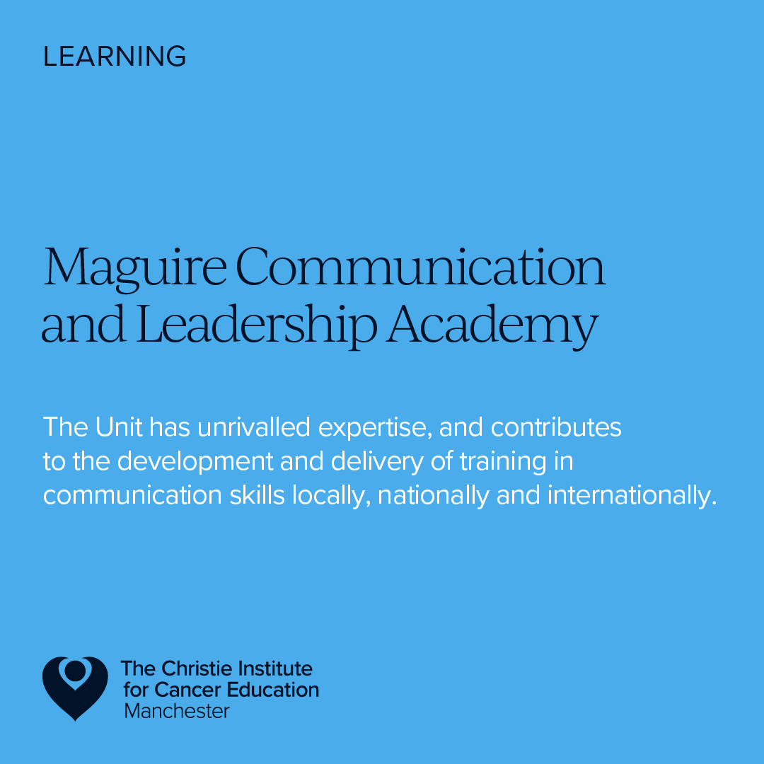 The Christie Institute for Cancer Education (@cicemanchester) on Twitter photo Boost your communication skills with the #MaguireAcademy at CICEManchester
For all levels & disciplines
Practical, evidence-based tools
Limited spaces – book now: ow.ly/3qfR50WomZN
Questions? the-christie.maguire.unit@nhs.net
#LeadershipDevelopment #CommunicationSkills Boost your communication skills with the #MaguireAcademy at CICEManchester
For all levels & disciplines
Practical, evidence-based tools
Limited spaces – book now: ow.ly/3qfR50WomZN
Questions? the-christie.maguire.unit@nhs.net
#LeadershipDevelopment #CommunicationSkills
