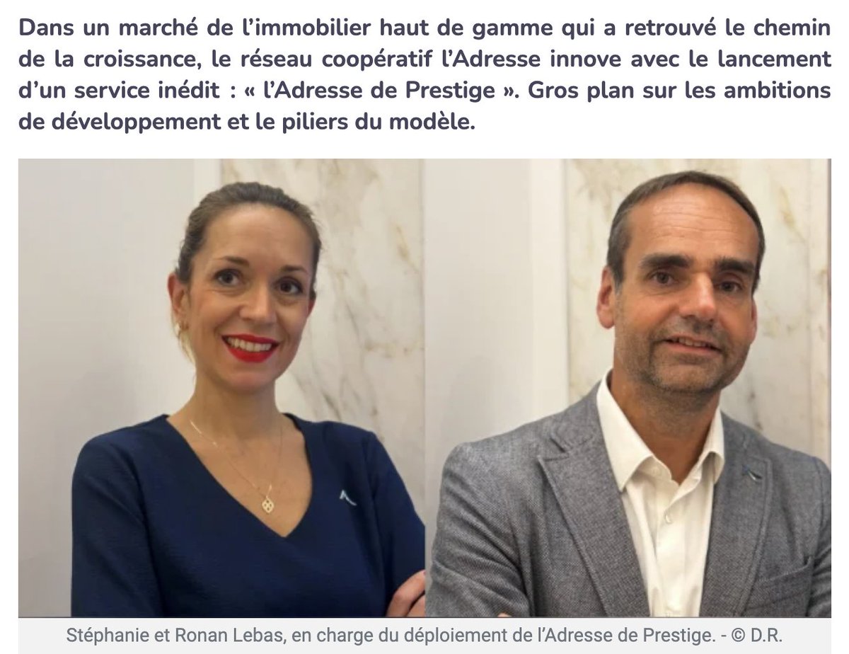IMMOMATIN's tweet image. 💎 #IMMOBILIER | @lAdresseimmo lance un service inédit : « l’Adresse de Prestige ».
Gros plan sur les ambitions de développement et le piliers du modèle ➡️ bit.ly/4nPoz1Q
#immobilier #immobilierluxe #immobilierprestige #hautdegamme #ladresse #innovation