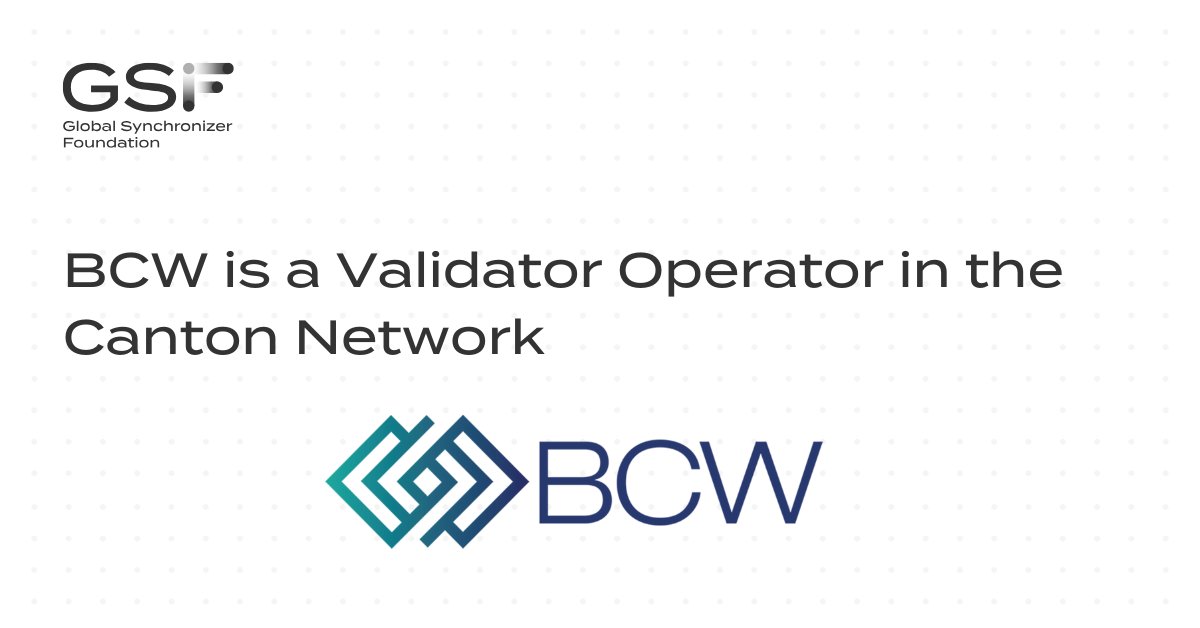 GlobalSyncFdn's tweet image. Welcome @BCW_llc to the Canton Network
BCW brings enterprise grade infrastructure to the ecosystem with nodes, validators and on chain data capabilities
🔗 hubs.la/Q03x0CFF0
#CantonNetwork #Validator #DLT #Web3Infra #BCWGroup #GSF @CantonNetwork