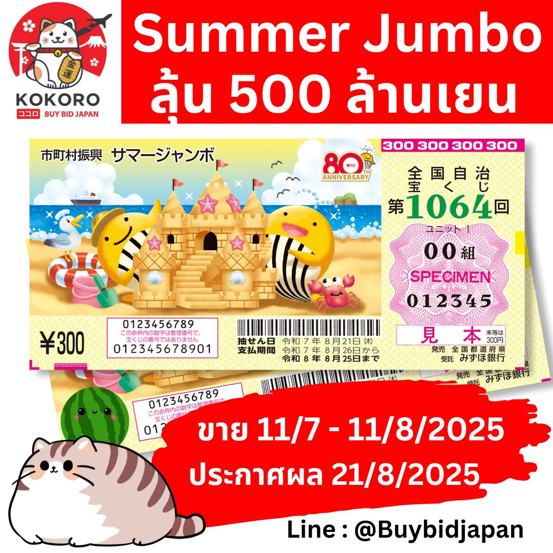 kik_opal's tweet photo. ซัมเมอร์ จัมโบ้ งวด 1064
Summer Jumbo
รับสลาก ใบจริง ส่งถึงบ้าน
✅️ ใบละ 138 บาท
✅️ 10 ใบ ขึ้นไป ใบละ 128  บาท
:
จัดส่ง ภายใน 31 ก.ค.2568
แปลผลรางวัลให้
ฝากขึ้นเงินได้ค่ะ
:
พิกัด >> https://t.co/lseGGd09Yw
:
#หวยญี่ปุ่น
#ลอตเตอรี่ญี่ปุ่น
#SummerJumbo
#ซัมเมอร์จัมโบ้
#หวยจัมโบ้ https://t.co/ynKLwd1poD