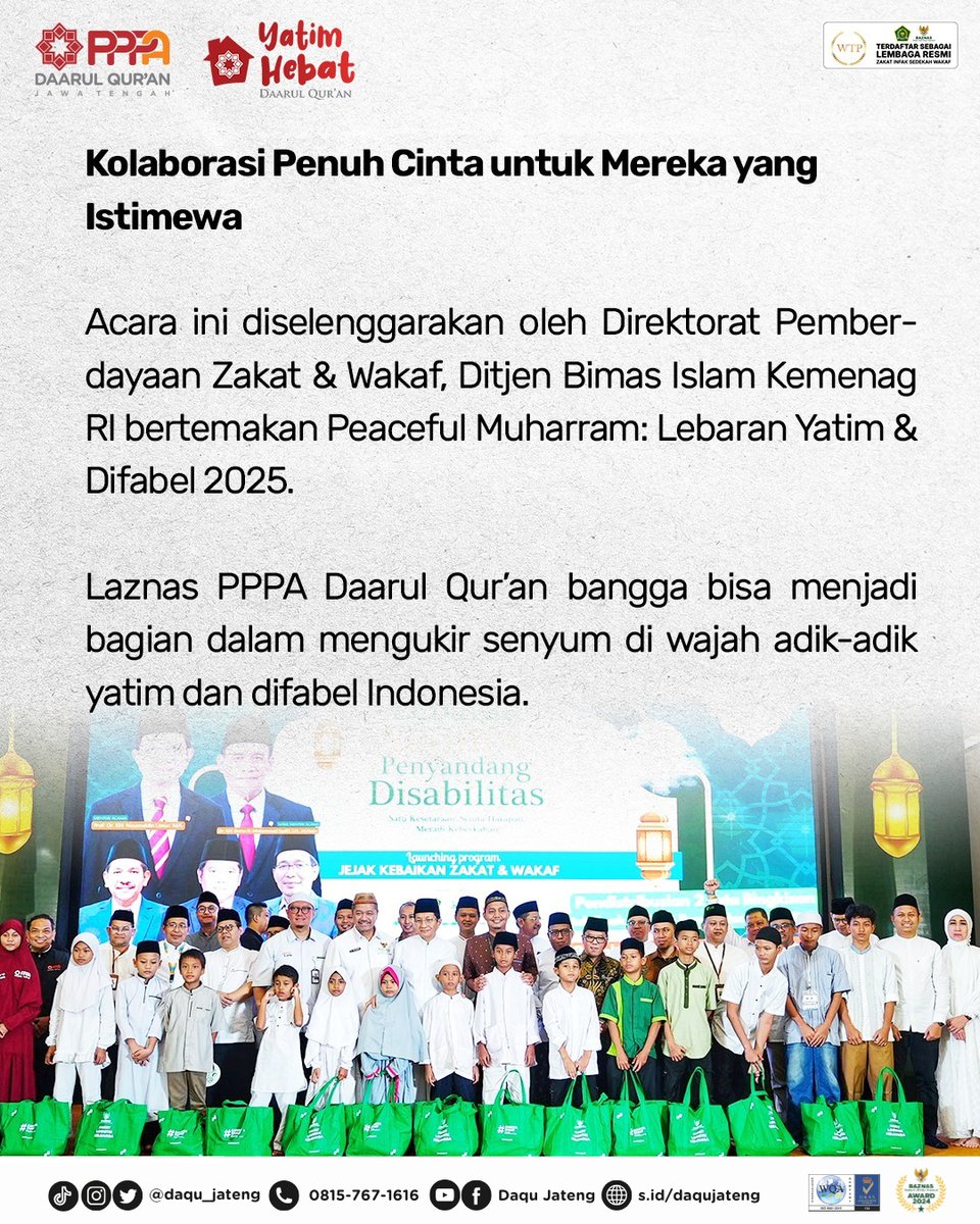 daqu_jateng's tweet photo. Sahabat, yuk manfaatkan bulan  muharram untuk berbagi kebaikan, salah satunya dengan menghadirkan senyum dan kebahagiaan untuk adik-adik yatim. Yuk jadi bagian dari kebaikan yang mereka butuhkan. Tunaikan sedekah terbaikmu melalui https://t.co/mfsrW8In86. https://t.co/y0sVK4MVLN