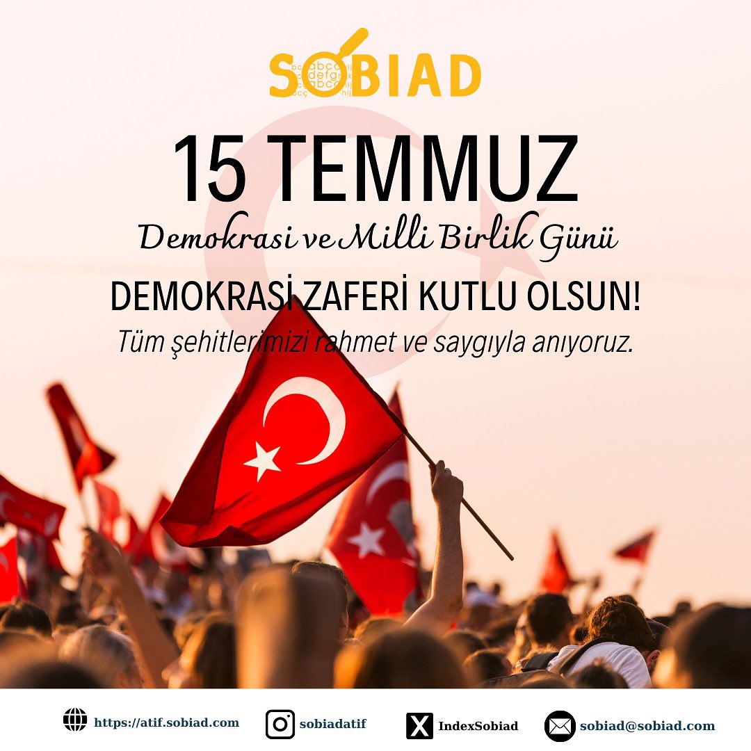 15 Temmuz Demokrasi ve Milli Birlik Günü Kutlu Olsun. 🇹🇷

#15temmuz #atıf #dizin #dergi #demokrasi #citation #index