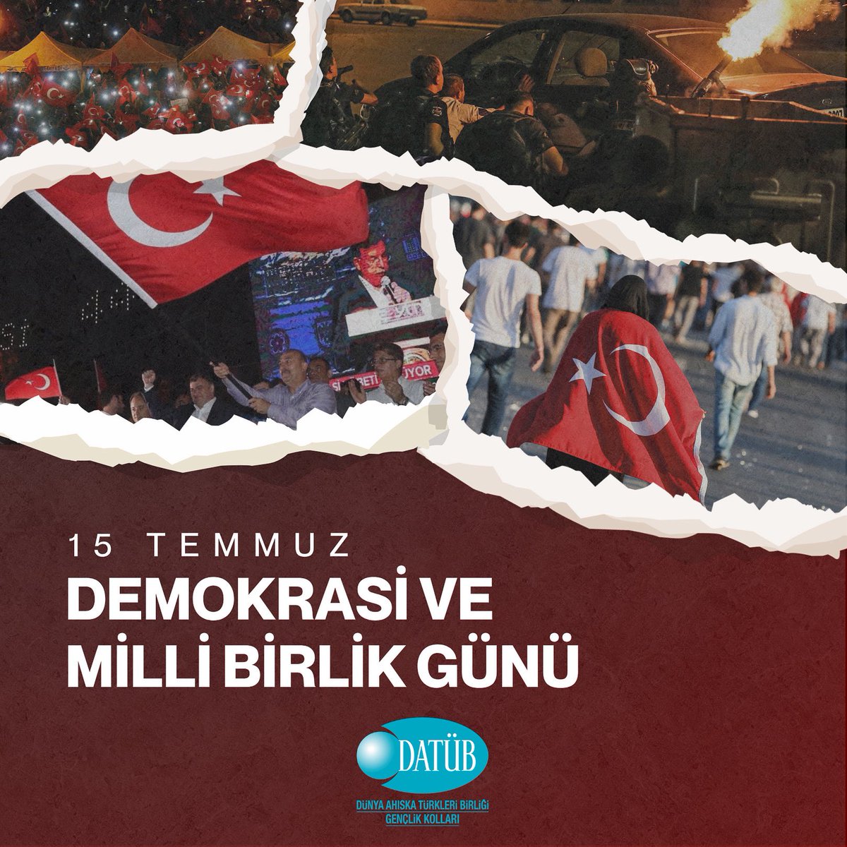 Dünya Ahıskalı Türkler Birliği olarak; demokrasimize kasteden hain darbe girişiminin yıldönümünde, şehitlerimizi rahmetle, gazilerimizi minnetle anıyoruz.