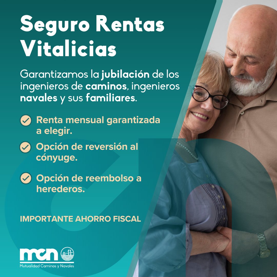 Con nuestro Seguro de Rentas Vitalicias, convierte tu ahorro en ingresos constantes y asegura tu tranquilidad para el futuro.

Seguridad financiera a largo plazo

Te lo explicamos aquí: 👉 mutualidadcaminosynavales.es/renta-vitalici… 

#MutualidadCaminosyNavales #RentasVitalicias