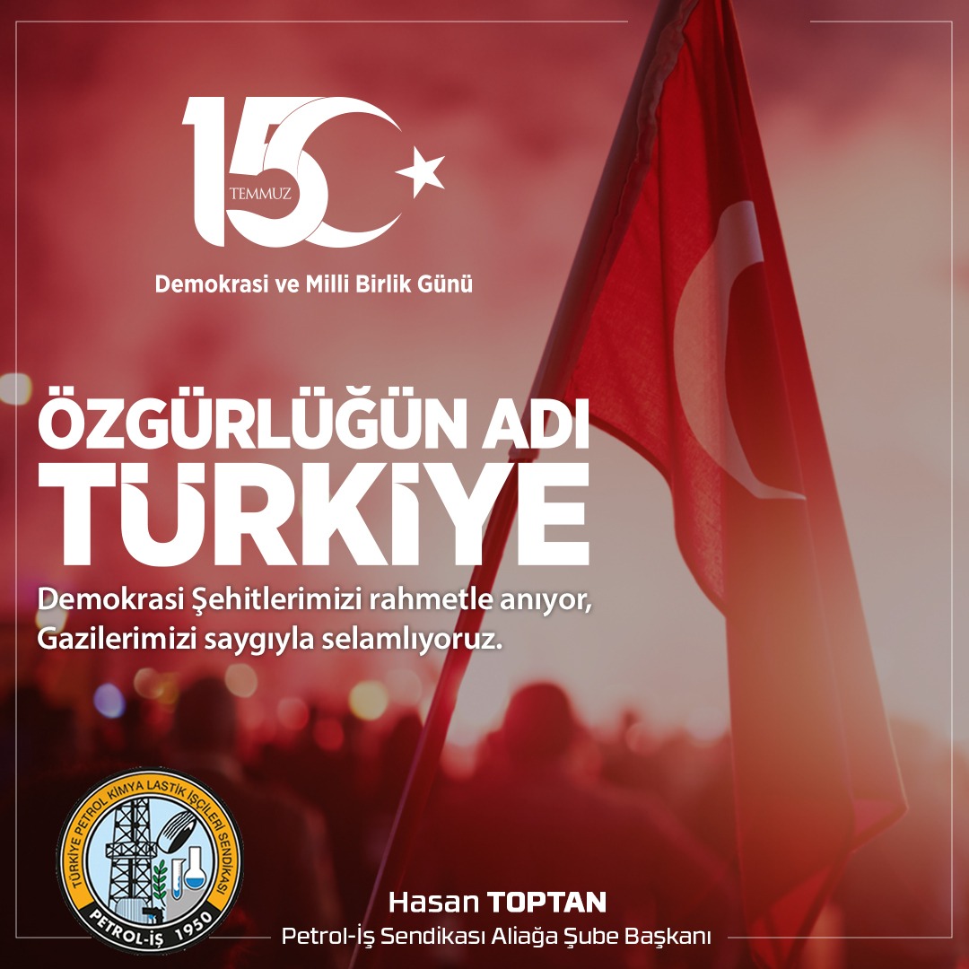 15 Temmuz Demokrasi ve Milli Birlik Günü’nde, milletimizin iradesine sahip çıkarak demokrasiyi koruyanDemokrasi Şehitlerimizi rahmetle anıyor,Gazilerimizi saygıyla selamlıyoruz.