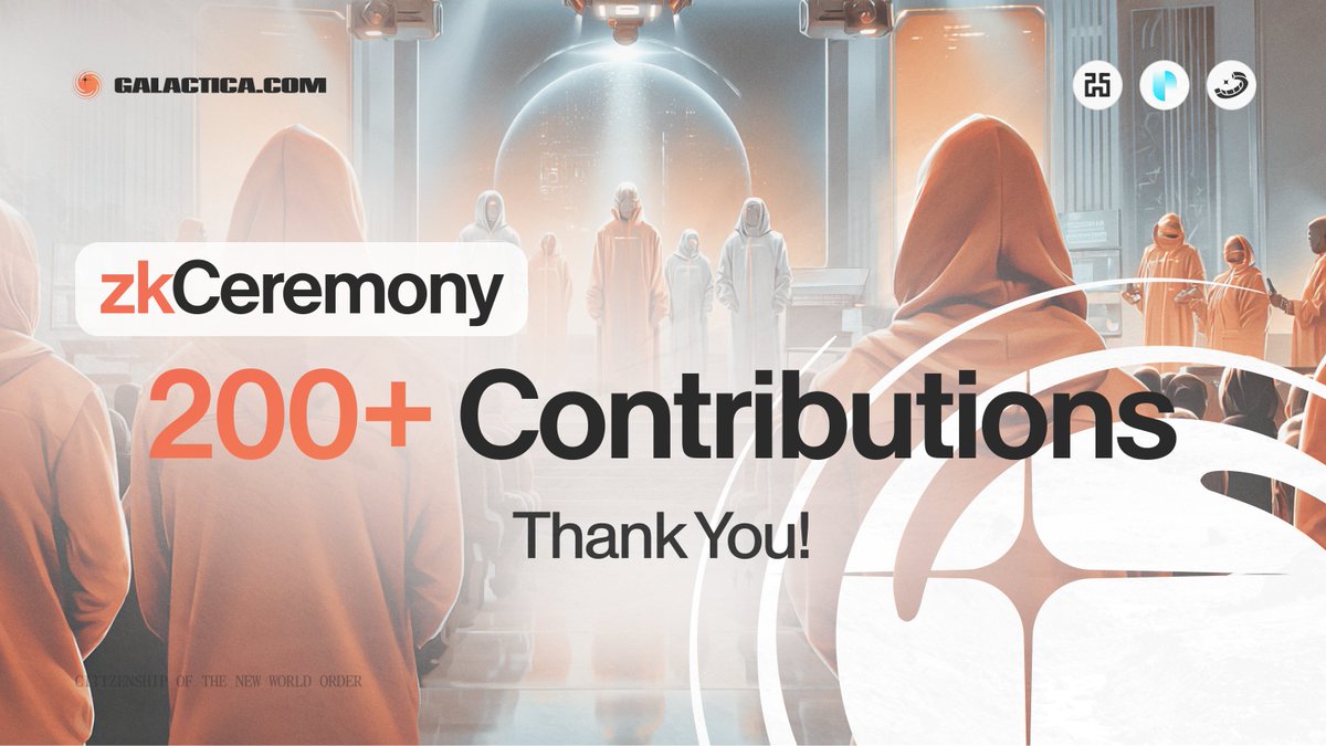 GalacticaNet's tweet image. 🎉 200+ contributions and counting!
The Galactica zkCeremony is off to an amazing start!
Over 200 community members have already added their entropy to help secure the network. Thank you 🙏
👉 Join too: app.galactica.com/soul-matrix?qu…
Every honest contribution strengthens privacy,…