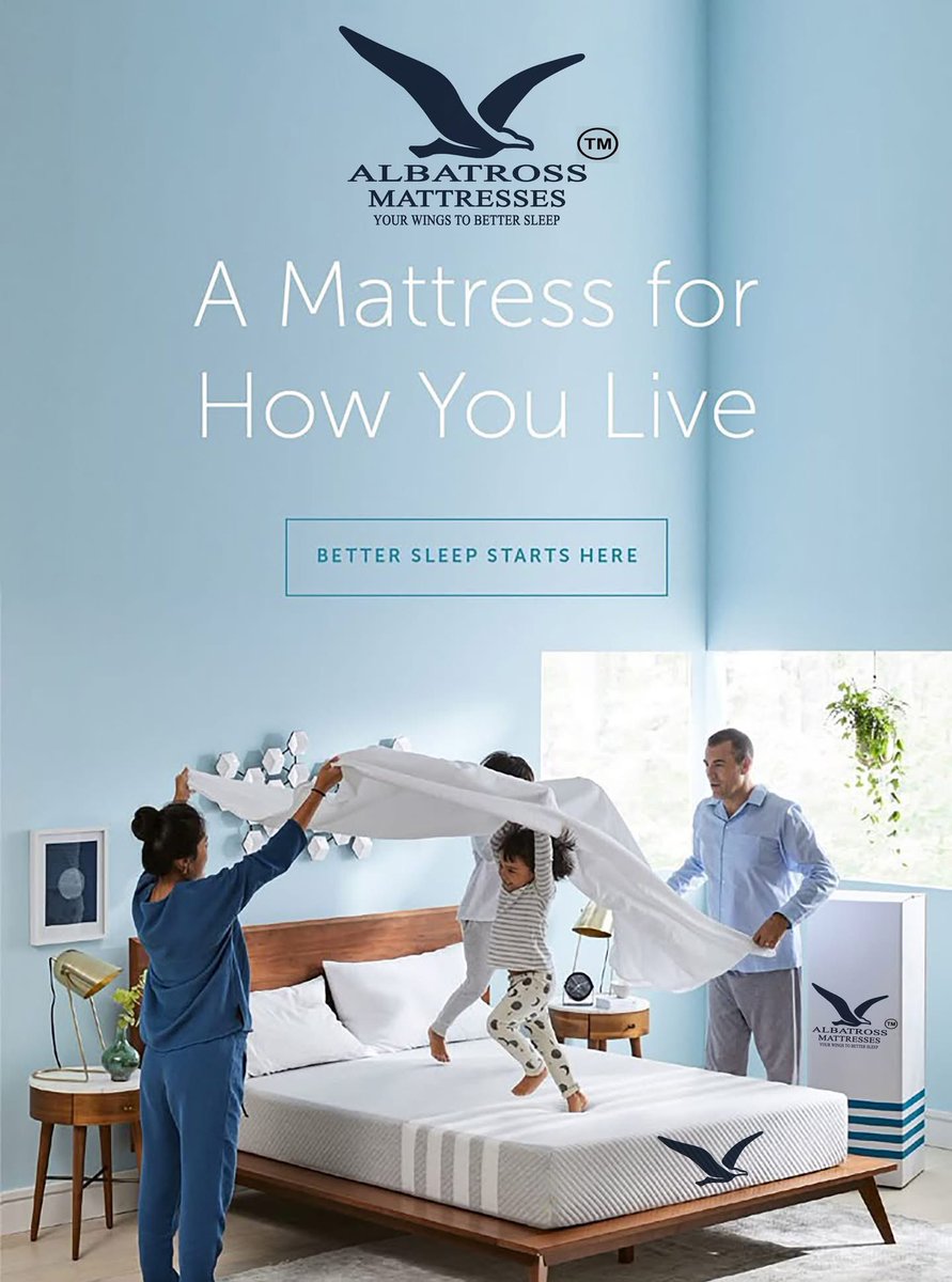 Albatrossindia7's tweet photo. 🛏️ Did you know? Quality sleep boosts memory, mood &amp; immunity.
That starts with the right mattress.

Discover why families are switching to Albatross Mattresses — where comfort meets innovation. 💙
👉 Better sleep starts here.

#AlbatrossMattress #SleepScience #HomeWellness https://t.co/vowXaNjLEv