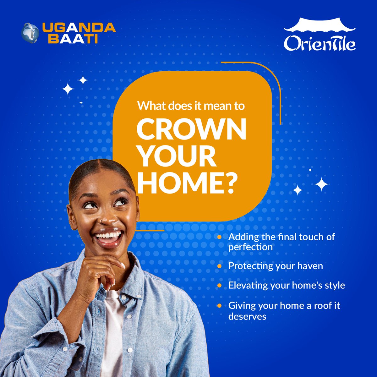 And to YOU, what does Crown Your Home mean? Tell us in the comment section! 
Crown Your Home With Orientile - The Widest Steel Roof Sheets in Uganda.

🛒Shop Orientile Now:
shop.ugandabaati.co.ug/tile-roofing-s…

📲WhatsApp | Call: 0707600588 for inquiries.

#CrownYourHome
#Orientile