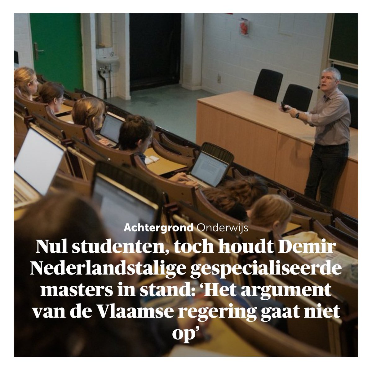 Van <a href="/de_NVA/">N-VA</a> moet élke Engelstalige opleiding een equivalent in het Nederlands hebben. Zelfs als er nul inschrijvingen zijn, weigert men koppig dat aan te passen. De regels worden zelfs strenger.

Bakken geld voor een aanbod waar geen vraag naar is. Vlaamse verspillingspolitiek.