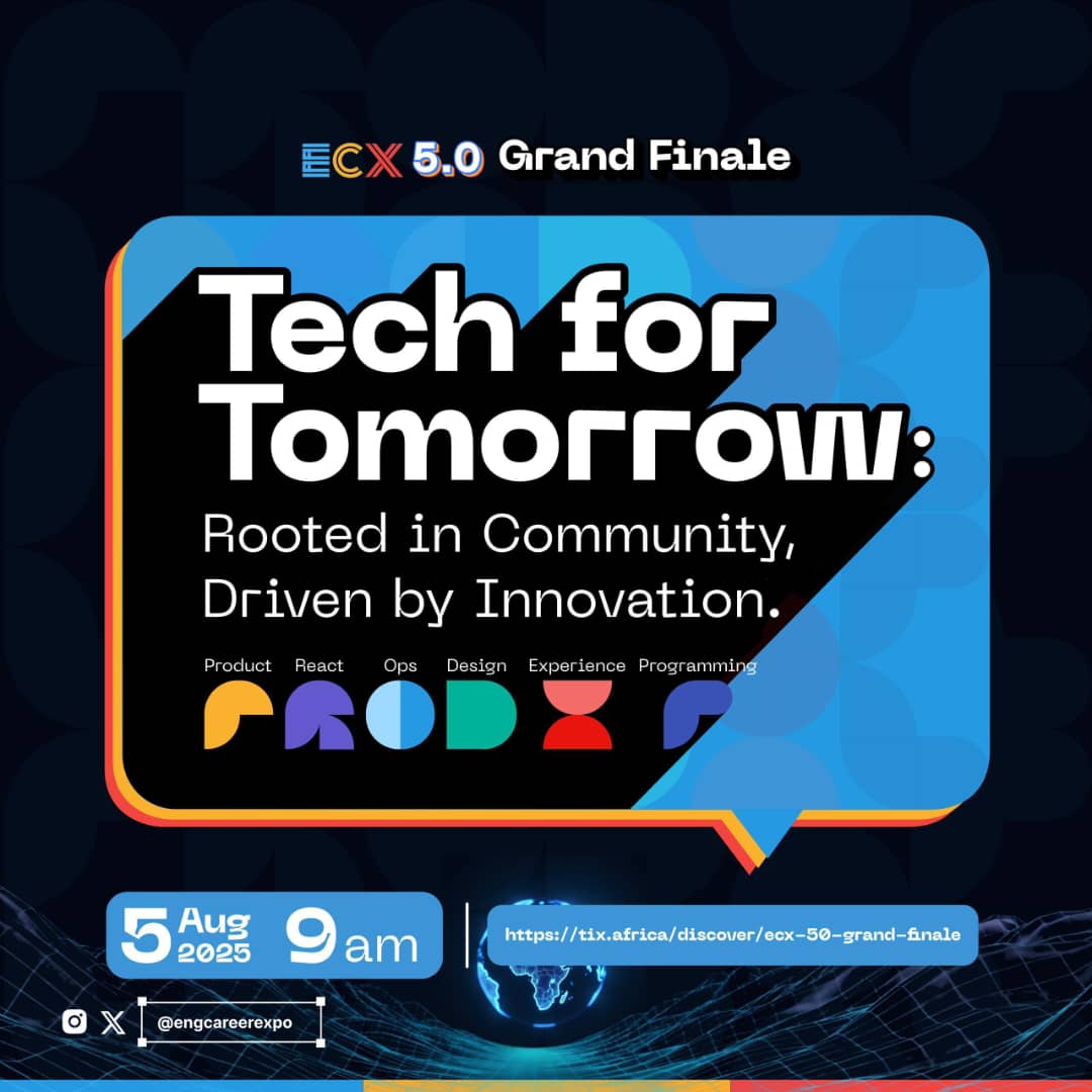 ScaUnilag's tweet image. It’s official!
We’re teaming up with @engcareerexpo to shape the future of tech.
Join us for the Grand Finale where creativity, community, and innovation collide.
📅 Aug 5, 2025
🕘 9:00 AM
Register here: tix.africa/discover/ecx-5…
#TechForTomorrow #SCAUNILAG #SheCodeAfrica