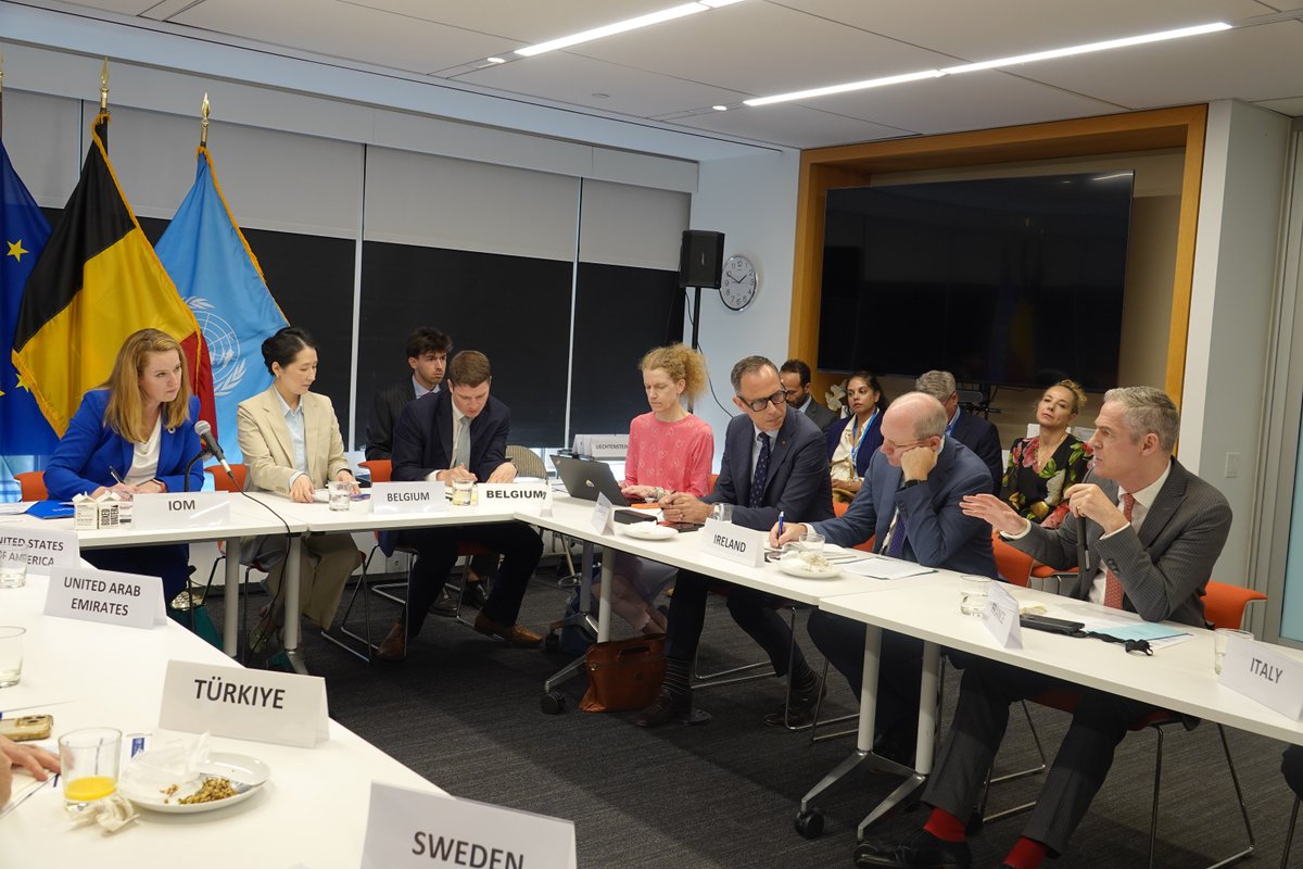IOMchief's tweet image. Great dialogue in New York with Member States and humanitarian partners about life-saving aid for people in crises, and the need for long-term solutions for those displaced.
Thank you @BelgiumUN for hosting and convening.