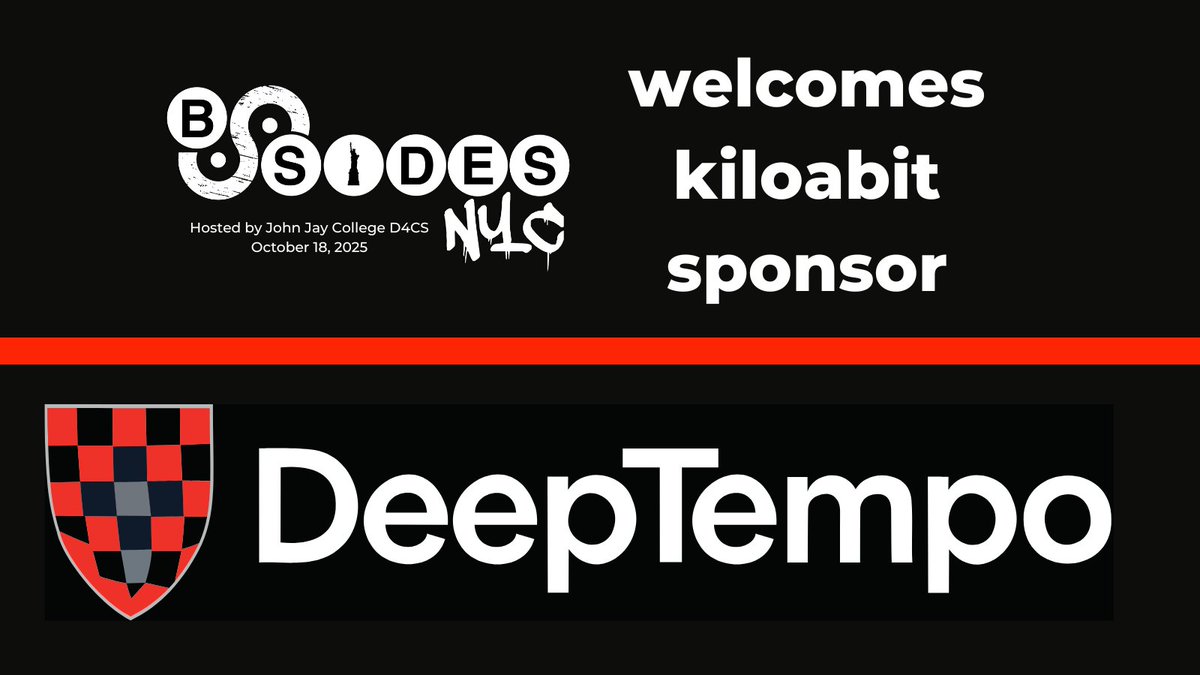 BSidesNYC's tweet image. @BSidesNYC welcomes DeepTempo as a Kilobit sponsor for our conference on Oct 18, 2025. bsidesnyc.org DeepTempo's LogLM deep learning model understands the language of logs, improving threat detection, isolation, and remediation. deeptempo.ai