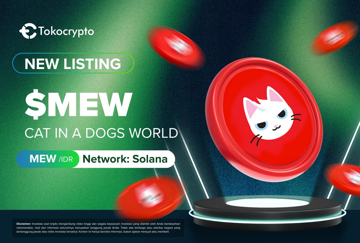 Hi Tokonauts! 🚀

Cat in a Dog’s World kini sudah listing di Tokocrypto! Sekarang kamu dapat melakukan deposit dan trading token $MEW

Info selengkapnya: bit.ly/NewListings_15…

Selamat trading!

#newlisting