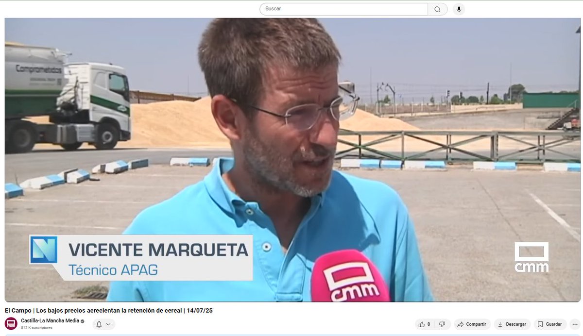 #cosecha2025
<a href="/VicenteMarqueta/">Vicente Marqueta</a>, de @grupoapag, explica en @elcampocmm que es un año de buenas calidades con rendimientos por encima de la media, pero el exceso de agua y el pedrisco han mermado mucho los rendimientos en algunas zonas, con daños de un 80% y hasta el 100%.