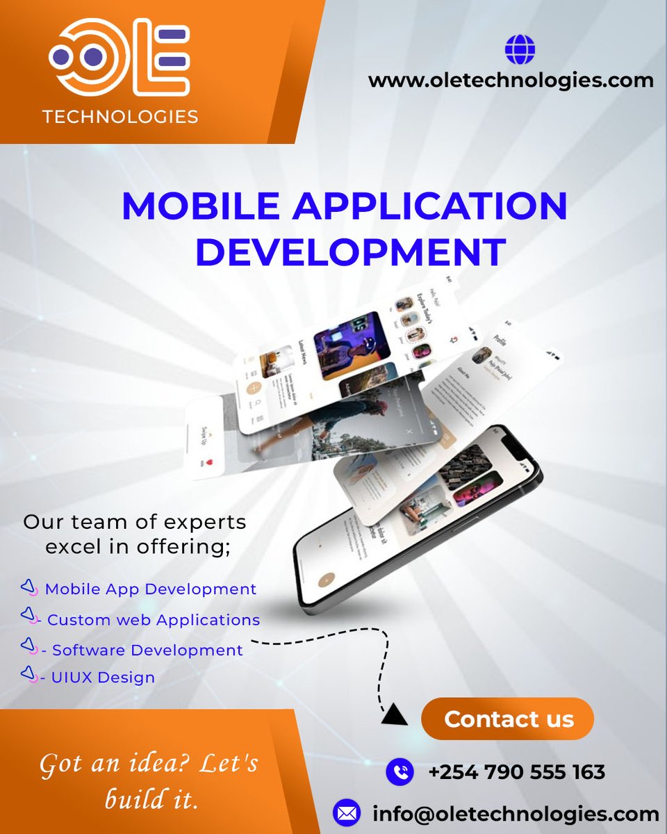 Our expert developers specialize in Android and iOS app development and transform your ideas into reality using state-of-the-art technology and inventive design.

Talk to us today to leverage cutting-edge technologies for exceptional app experiences.
#oletech #mobileapps