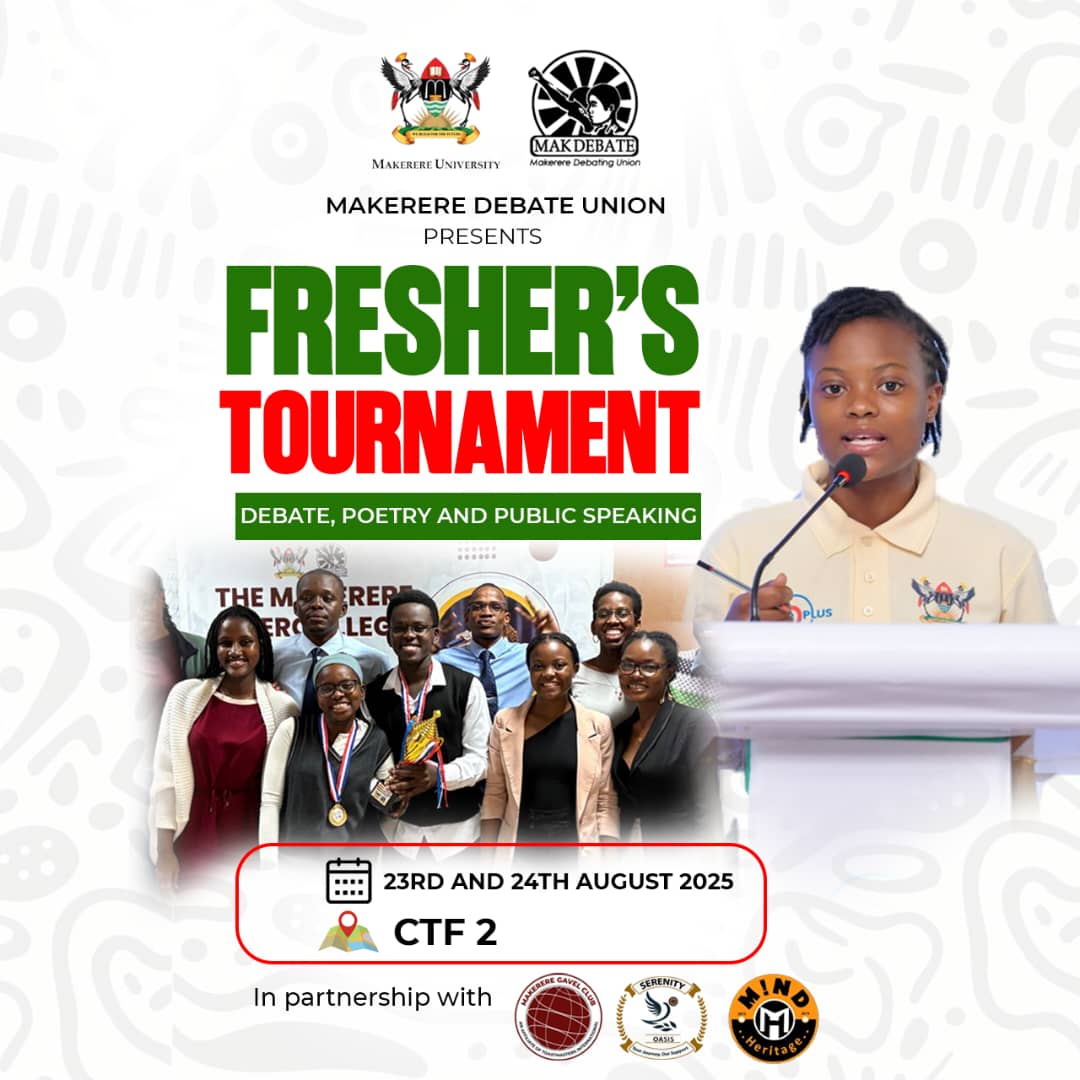 makdebateunion's tweet image. 🎤✨ History in the Making!
Makerere University Debating Union presents the 1st Ever Freshers’ Tournament — a dynamic showcase of speech, poetry & public speaking. 🗣️📜🔥.
🎯 New voices. Big ideas. Unforgettable moments.
Don’t dare to miss it! #MakerereDebate #Freshers2025