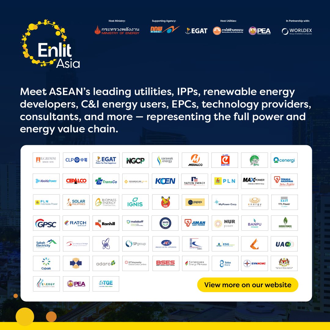 We’re excited to be a Supporting Partner of Enlit Asia 2025! Join us in Bangkok this September. Register now for your FREE visitor pass and explore 350+ exhibitors, expert sessions, and more: lnkd.in/dVdRWyQ