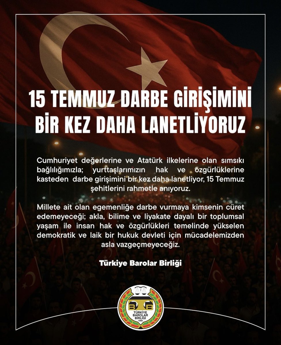 15 Temmuz Demokrasi ve Milli Birlik Günümüz Kutlu Olsun. #15Temmuz #15TemmuzDemokrasiveMilliBirlikGünü