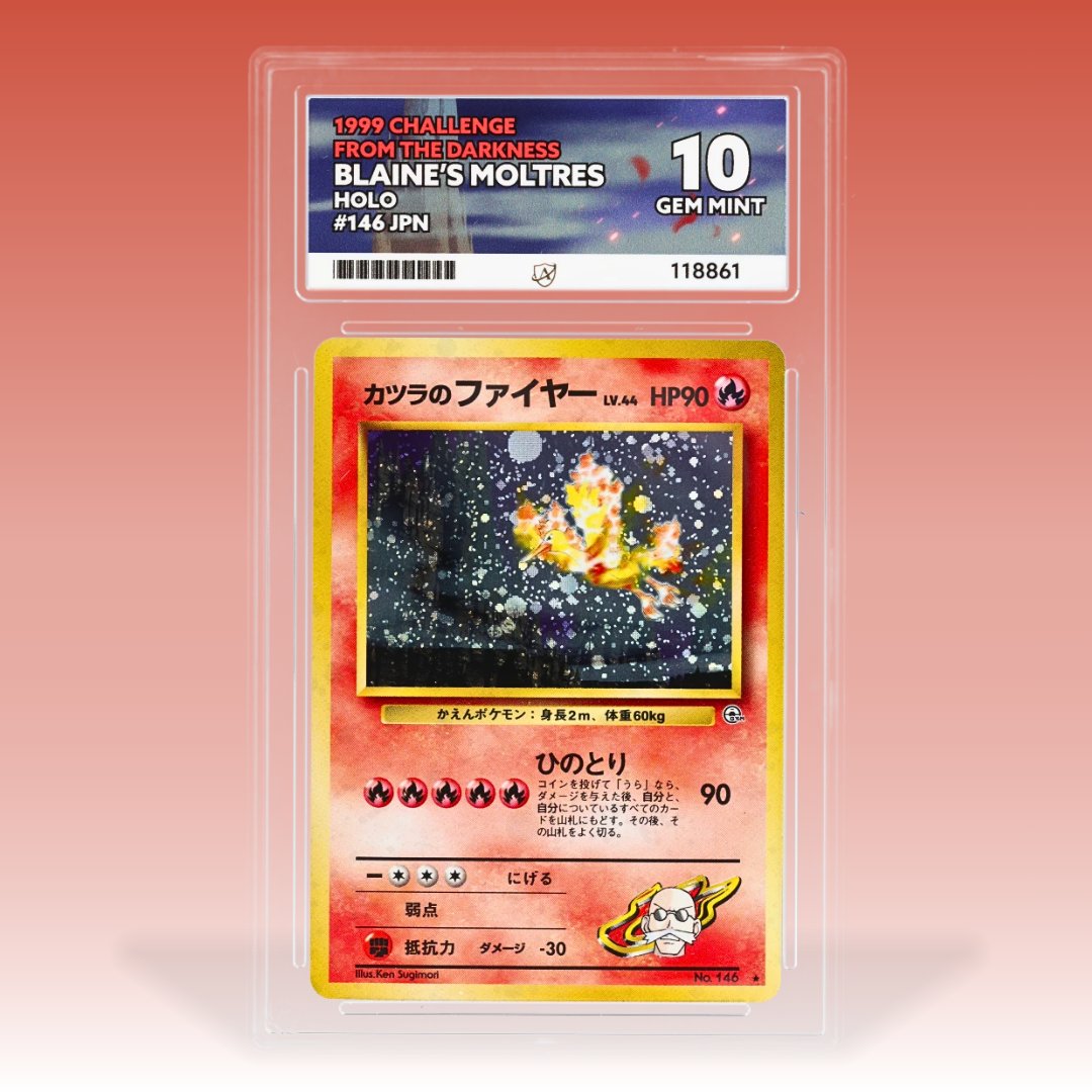 ace_grading's tweet image. Blaine’s Moltres from 1999 Gym Heroes still brings the heat with blazing holo, vintage charm, and that unmistakable Kanto flair.
A true fire-type icon from the early era of Pokémon history 🔥✨