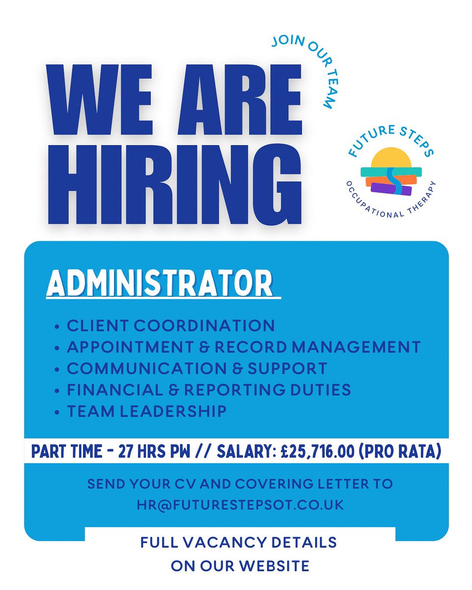 If you’ve got admin or customer service experience and you’re ready for a meaningful role, we’d LOVE to hear from you! 🙌

💙 Apply now and be part of something special.

Send us your cv and cover letter or check out the full vacancy post on our website..

futurestepsot.co.uk/careers