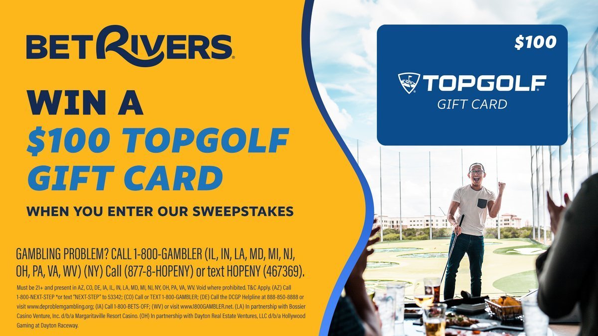 BetRivers's tweet photo. It's a special #TopgolfTuesday on #GiveSomethingAwayDay 

Follow @BetRivers and repost this post to be eligible!

Two $100 winners will be selected at the end of the week 🤑

Ts + Cs: https://t.co/ksTOjnBBUk https://t.co/LhemPcDWa0