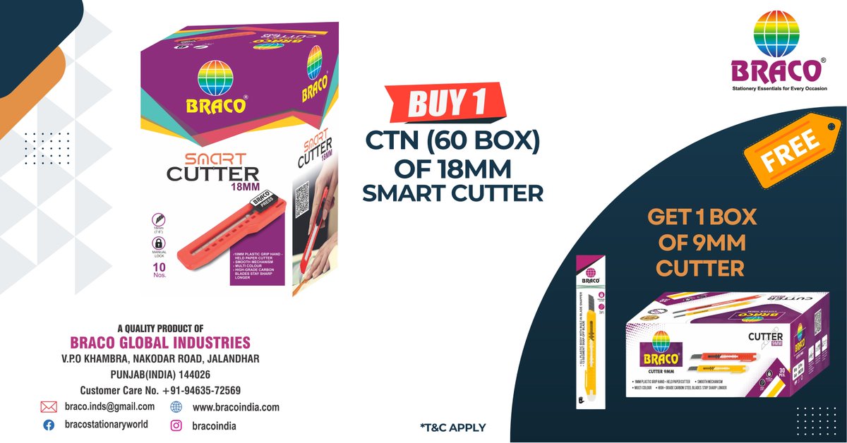 Braco 18mm Smart Cutter
Special Offer
Contact via DM!
wa.me/message/CQGU3V…