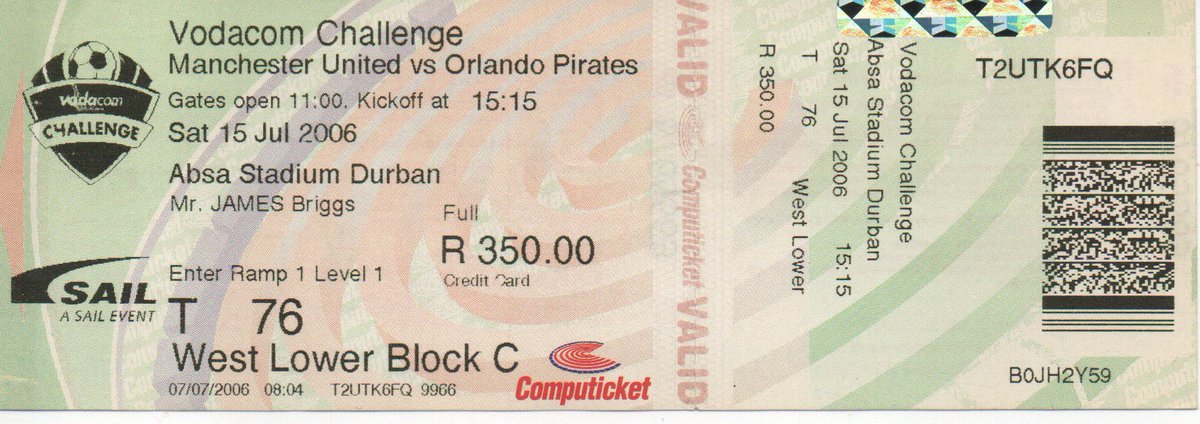 jimbriggs2_jim's tweet image. 15th July 2006 United played Orlando Pirates at the ABSA stadium, Durban in South Africa. We won 4-0 in front of 40,000 with scorers Ole-Gunnar Solskjaer (2), Keiran Richardson and a Lehlohonolo Seema own goal.
#ManchesterUnited #ManUtd #MUFC #UTFR #GGMU