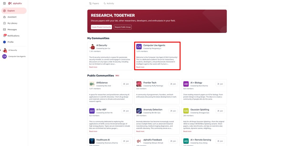webagentlab's tweet image. 🚀 We just launched the #ICML2025-CUA-info-meetup channel on Alphaxiv CUA Community!
It covers all Computer Use Agent papers & events from ICML 2025.
Come discuss ideas, meet peers, and explore the future of CUAs:
alphaxiv.org/channels/compu…