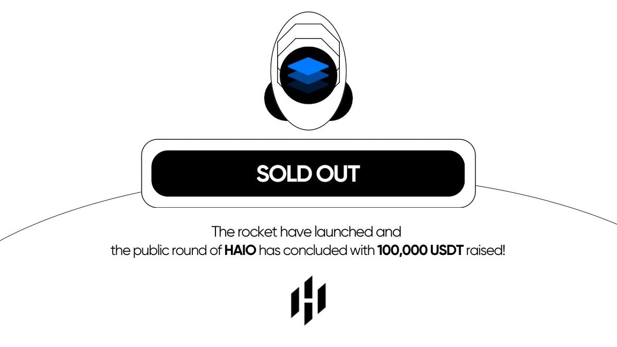 The IDO of $HAIO on #Huostarter has now concluded after it was sold out 21 minutes ago!

This remarks a 100,000 USDT amount of funds raised! 🚀

Stay tuned for the <a href="/HAiO_Official/">HAiO</a> TGE announcement, which will include details on the opening of the token-claiming portal.