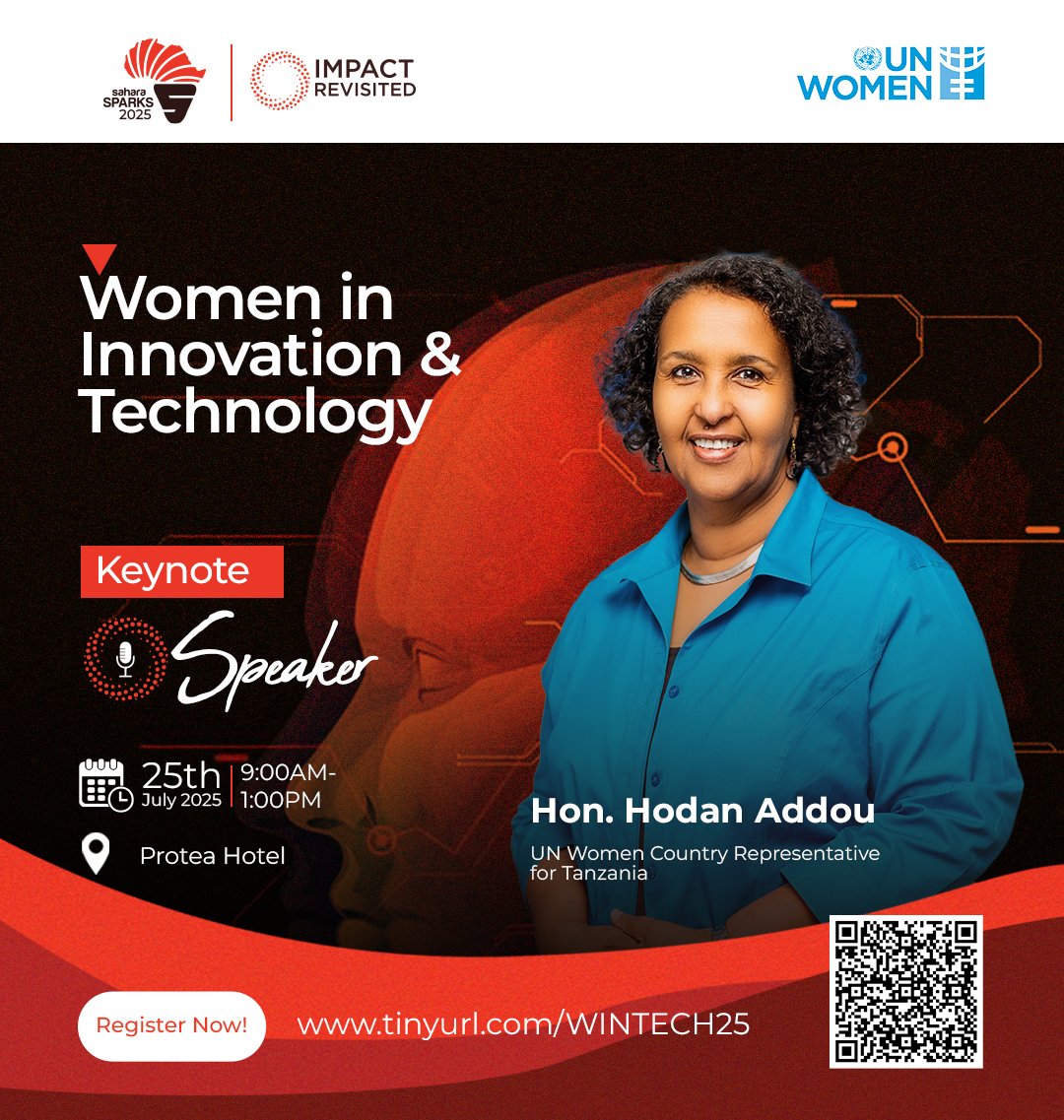 Sahara Sparks (@sparksahara) on Twitter photo Thrilled to have Hodan Addou, <a href="/unwomentanzania/">UN Women Tanzania</a> Country Representative, as Keynote Speaker at the Women in Innovation & Tech Forum! 💡 Her insights on gender equality will spark real progress for women & girls in innovation & tech 👩🏾‍💻✨
#SaharaSparks2025
#ImpactRevisited Thrilled to have Hodan Addou, <a href="/unwomentanzania/">UN Women Tanzania</a> Country Representative, as Keynote Speaker at the Women in Innovation & Tech Forum! 💡 Her insights on gender equality will spark real progress for women & girls in innovation & tech 👩🏾‍💻✨
#SaharaSparks2025
#ImpactRevisited