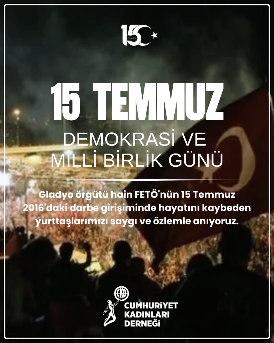 ckdgenelmerkez_'s tweet photo. Gladyo örgütü hain FETÖ'nün 15 Temmuz 2016'daki darbe girişiminde hayatını kaybeden yurttaşlarımızı saygı ve özlemle anıyoruz. https://t.co/RyG9GuhQ6X