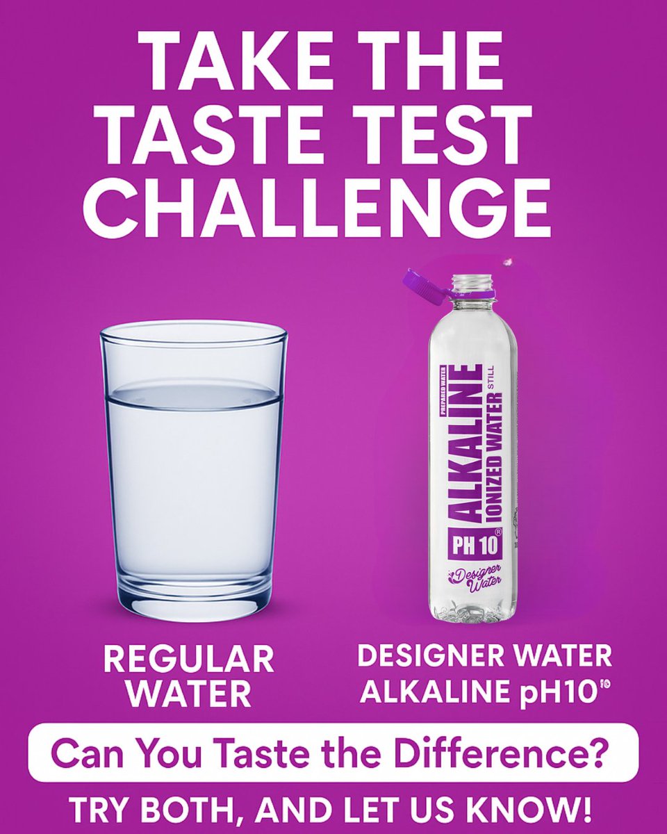 Designer_Water's tweet image. Take the Taste Test Challenge &amp;amp; WIN!
Try regular water vs. Designer Water pH10 - can you taste the difference?
You could win 1 of 5 month-long supplies of Designer Water®!
Quick. Fun. Only takes a minute 👉 bit.ly/SAtastetestcha… 
#TasteTestChallenge