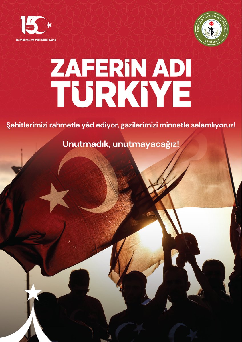 #15Temmuz darbe girişimine karşı verilen destansı mücadelede şehit olan vatandaşlarımızı rahmetle yâd ediyor, gazilerimizi minnetle selamlıyoruz!

Unutmadık, unutmayacağız!
