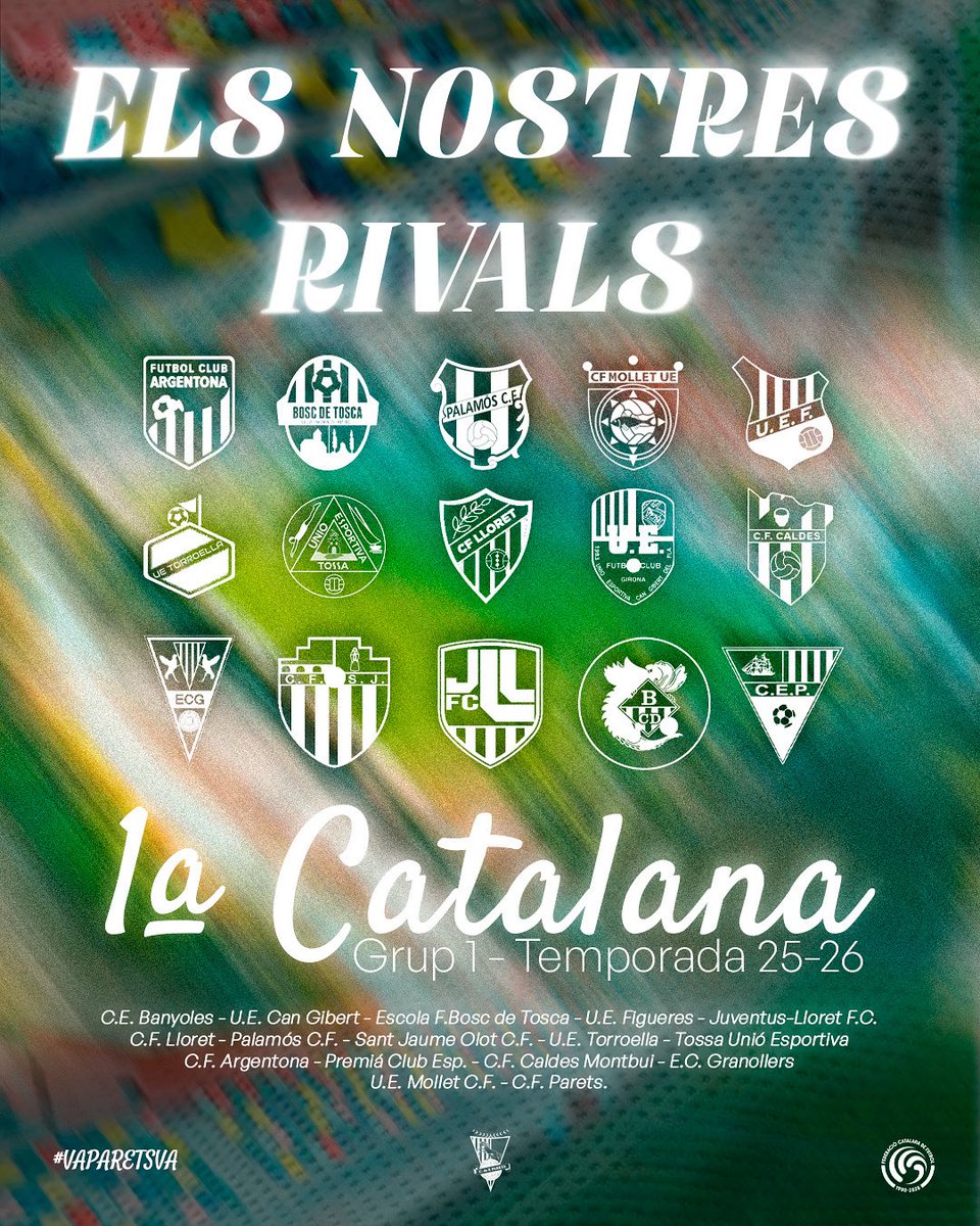 💥 𝐄𝐋𝐒 𝐍𝐎𝐒𝐓𝐑𝐄𝐒 𝐑𝐈𝐕𝐀𝐋𝐒 💥

Ja coneixem els equips que ens acompanyaran aquesta temporada a la #1cat1

Amb ganes de tornar-hi, amb ganes de competir. Amb ganes de tornar a intentar-ho.

𝓥𝓐 𝓟𝓐𝓡𝓔𝓣𝓢 𝓥𝓐🤍

#VaParetsVa #TotalBlanc #1cat1