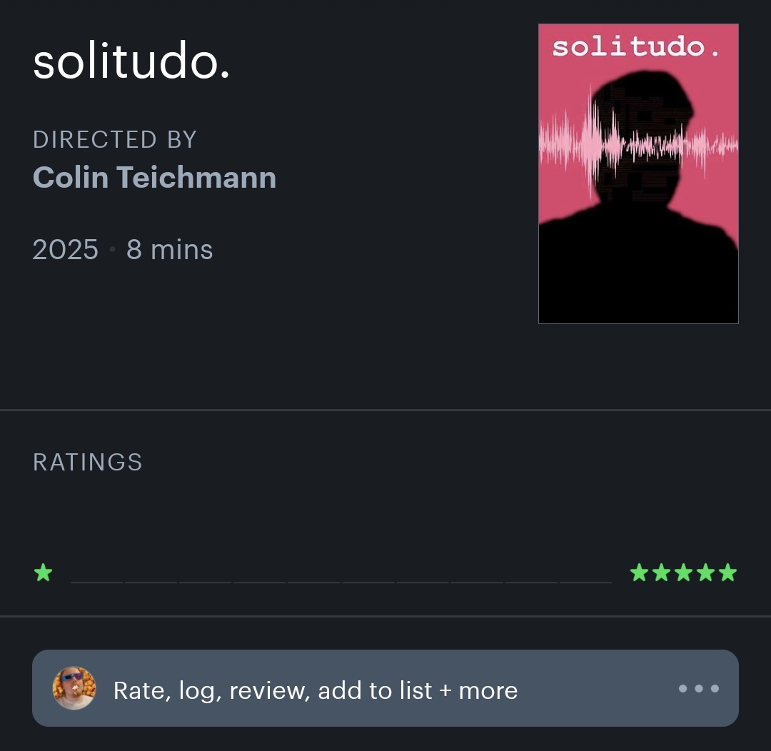 Es ist so dumm das das funktioniert hat, aber ihr könnt meinen Kurzfilm jetzt auch auf Letterboxd einloggen  xD🥹
Mal sehen wie lange noch

boxd.it/Wi5I