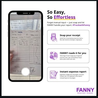 FannyFinance's tweet photo. Say goodbye to manual input! 📸 Snap your receipt, let FANNY handle the rest!

 💼 Instant expense reports with zero hassle. #TrackwithFanny #EffortlessTracking https://t.co/K1kbmZfJVf