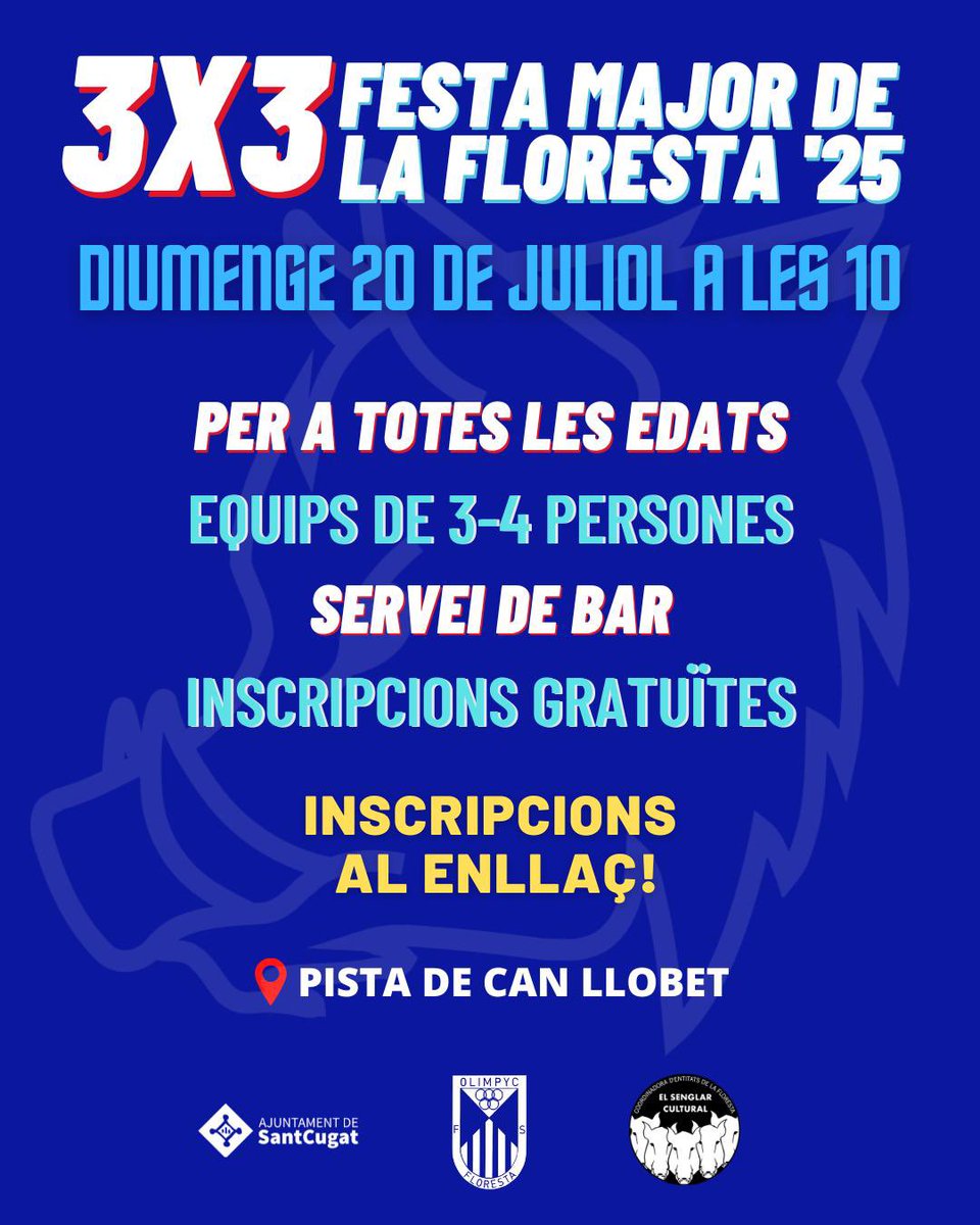Hola famílies! ⚽
Aquest diumenge tenim el clàssic 3x3 de l’Olímpyc de la Festa Major

Us podeu apuntar jugadors o membres de la família, és una activitat per a totes les edats.

Enllaç per les inscripcions:
docs.google.com/forms/d/e/1FAI…

Salut i força Olimpyc!