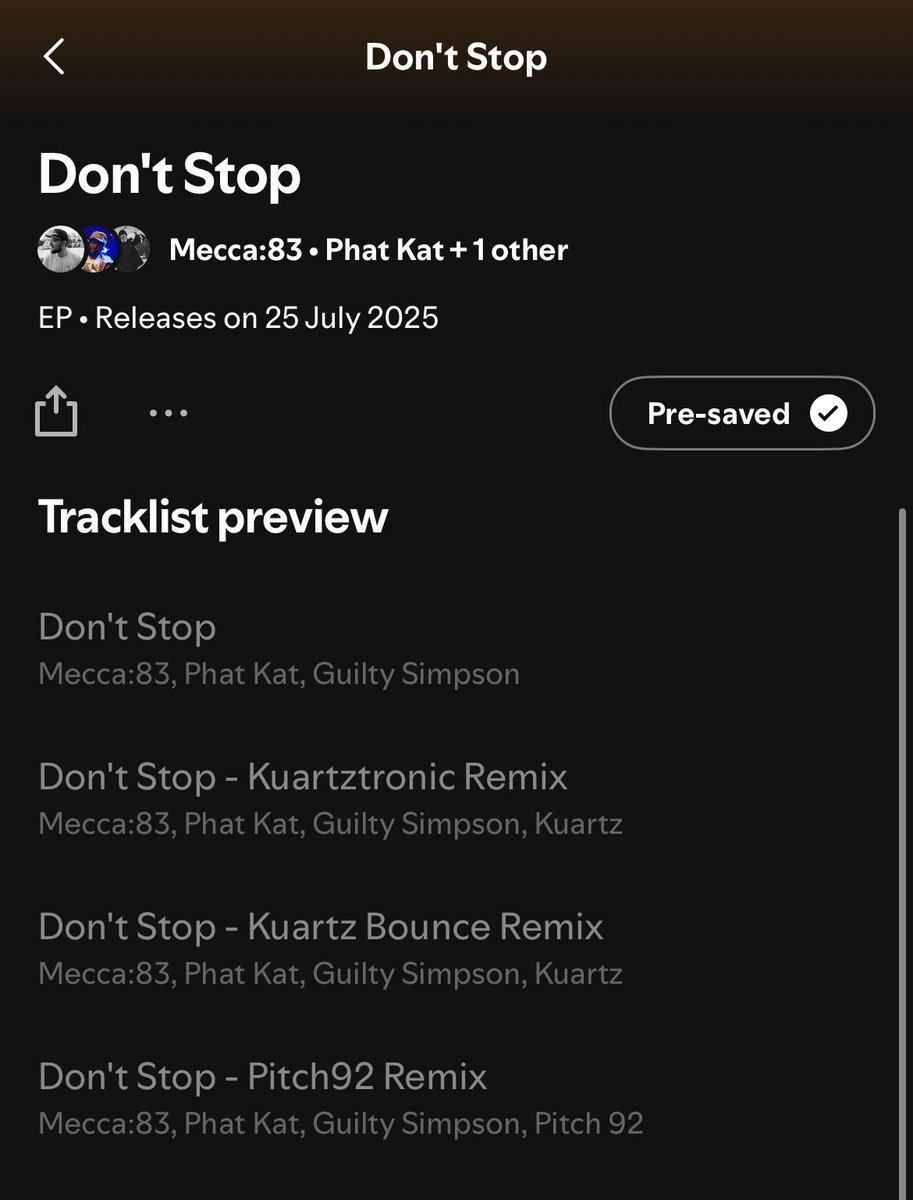DJ DS (@djds79743329) on Twitter photo Donāt Stop is the upcoming EP from the homie #Mecca83 alongside Detroit legends #PhatKat and <a href="/guiltysimpson/">GuiltySimpson</a>. Not only that but it also includes exclusive remixes by <a href="/MattKuartz/">Matt Kuartz</a> and #Pitch92. This cross-Atlantic collab is definitely something youāre gonna wanna look out for!! Donāt Stop is the upcoming EP from the homie #Mecca83 alongside Detroit legends #PhatKat and <a href="/guiltysimpson/">GuiltySimpson</a>. Not only that but it also includes exclusive remixes by <a href="/MattKuartz/">Matt Kuartz</a> and #Pitch92. This cross-Atlantic collab is definitely something youāre gonna wanna look out for!!