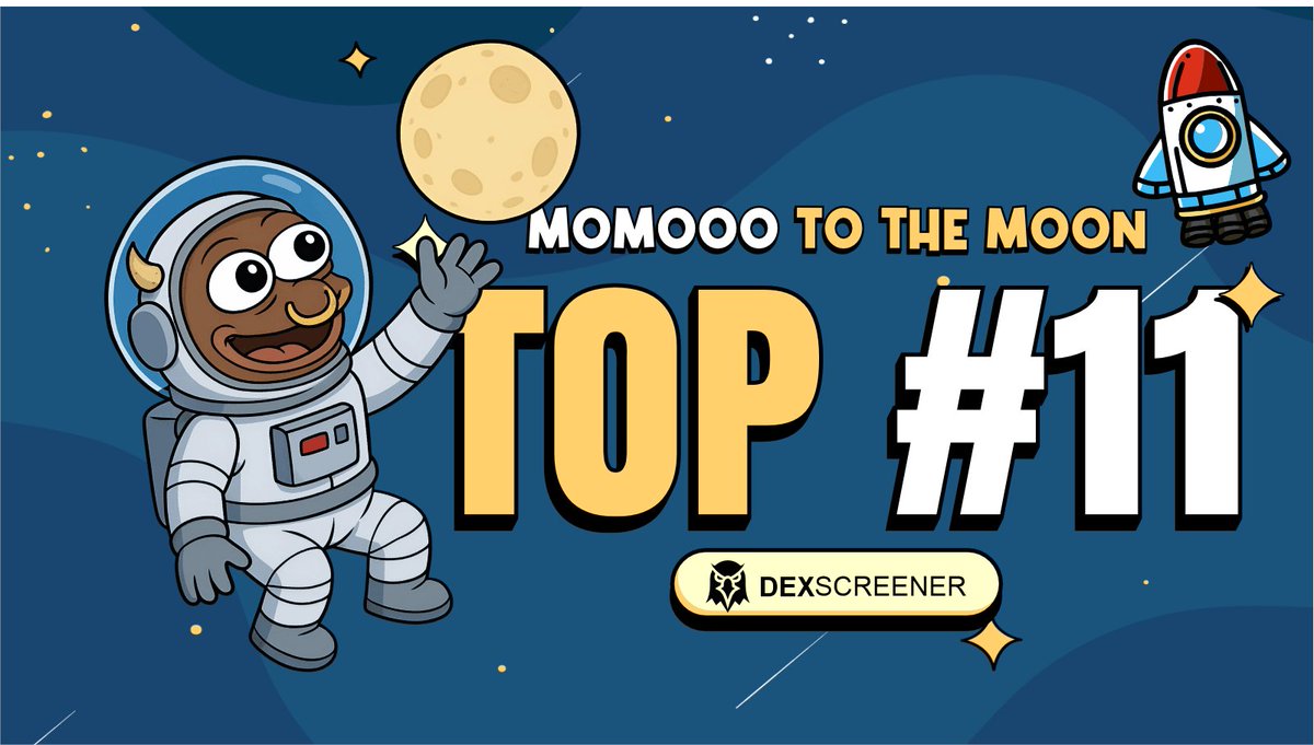 moomoothemoon's tweet photo. Solana is watching. $MOMOOO  just claimed Top#11 on DexScreener and isn’t stopping 🧨
https://t.co/FwzIHfOR1h https://t.co/yIKF6tZnMb