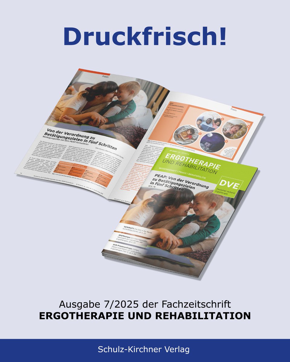 _skverlag's tweet photo. Die aktuelle Ausgabe 7/2025 der #Fachzeitschrift #ERGOTHERAPIE UND REHABILITATION ist erschienen, liebe #DVE-Mitglieder und Abonnent:innen. Es warten wieder viele interessante Themen auf euch! Und ein Gewinnspiel ist auch dabei!!! 🤩

https://t.co/TXVrJYB6pB https://t.co/nJ27QuH8JO