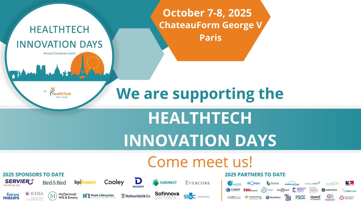 Start-ups Healthtech : rencontrez des investisseurs à Paris
#HTID2025 est le RDV pour rencontrer des investisseurs prêts à découvrir de nouvelles technologies &amp; à investir
📅7-8 oct., Paris
Inscriptions : forms.gle/waUfwmtXnc6dym…
🎟️-15% pour l'écosystème EIT Health, contactez-nous
