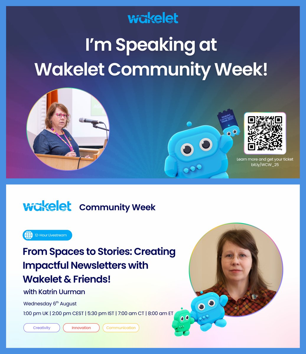 🚀Join me #WCW25 to discover the power of appsmashing! Learn how to design and share eye-catching newsletters using @Wakelet &amp; Friends like <a href="/canva/">Canva</a> <a href="/genially/">Genially</a> <a href="/BookCreatorApp/">Book Creator Team</a> 
Register and get your 🎟️bit.ly/WCW_25 
See you❗😊💙