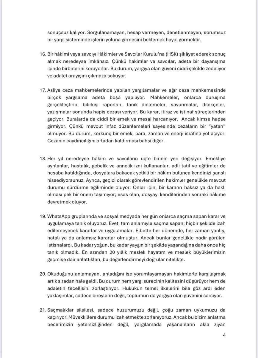 Bir avukatın yorgun çığlığı, 

linkedin.com/posts/semih-bi…

Bu yorgun ve sessiz çığlıklar büyür çığ olur yargısız bir Türkiye doğurur. 

Bakanlığın bu çığlıklara bir çözümü olacak mı? 

Yoksa yargı mensuplarının bulaşıcı bir hastalık gibi yayılan umursamaz hukuksuzlukları tüm yargıyı