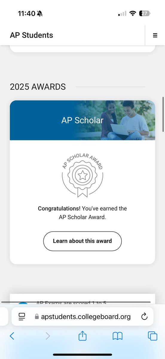 Grateful to receive an AP Scholar Award!