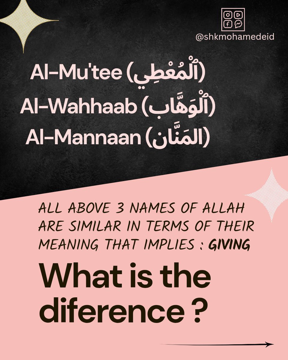 shkmohamedeid's tweet image. An aspect of the beauty of His names is that He cannot be called except by these names. Hence He says: {So call on Him by them.} 
#namesofallah #themostbeautifulnames💎 #learnthem #knowtheirmeanings #calluponHimbythem📖
