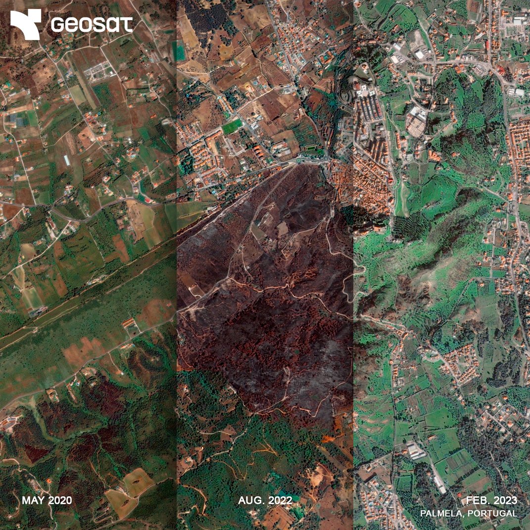 geosat_sat's tweet image. 🔥 See the before, during & after of a wildfire, from space.
With VHR imagery, 10+ years of archive & delivery from just 15 min after capture, satellite data can help insurers, risk managers & authorities assess damage, track recovery & act fast, without being on-site.