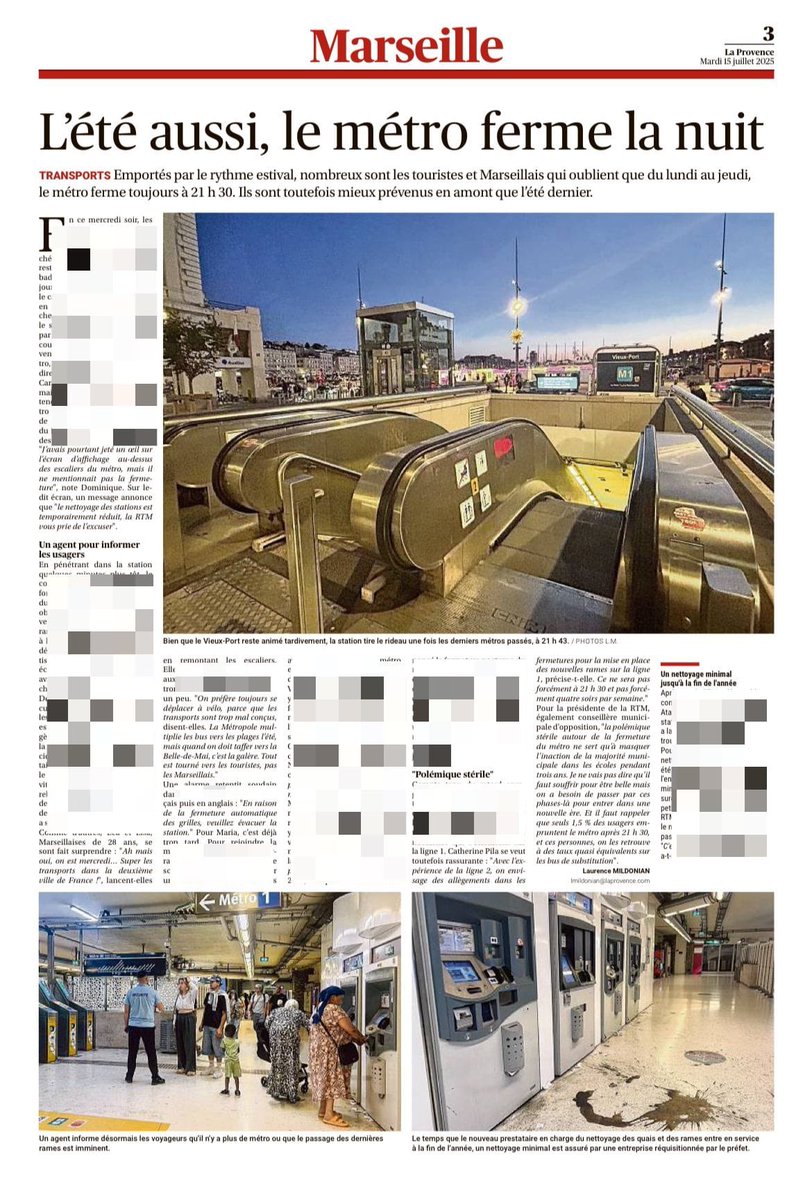 Les usager.e.s, trop invisibilisé.e.s,  ont besoin du métro pour travailler, sortir, vivre, être en vacances.
Nous avions voulu l’été marseillais, ils et elles sont assigné.e.s résidence.

Mais pourquoi fermer les 2 lignes, si seulement la ligne 2 sera mise en fonction ?